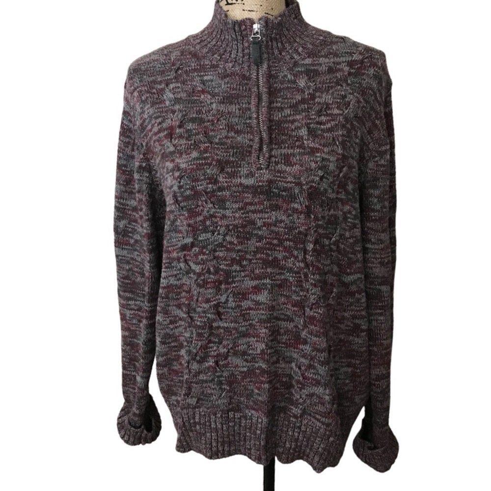 LEO & Nicole Space-Dye Qtr-Zip Pullover Sweater